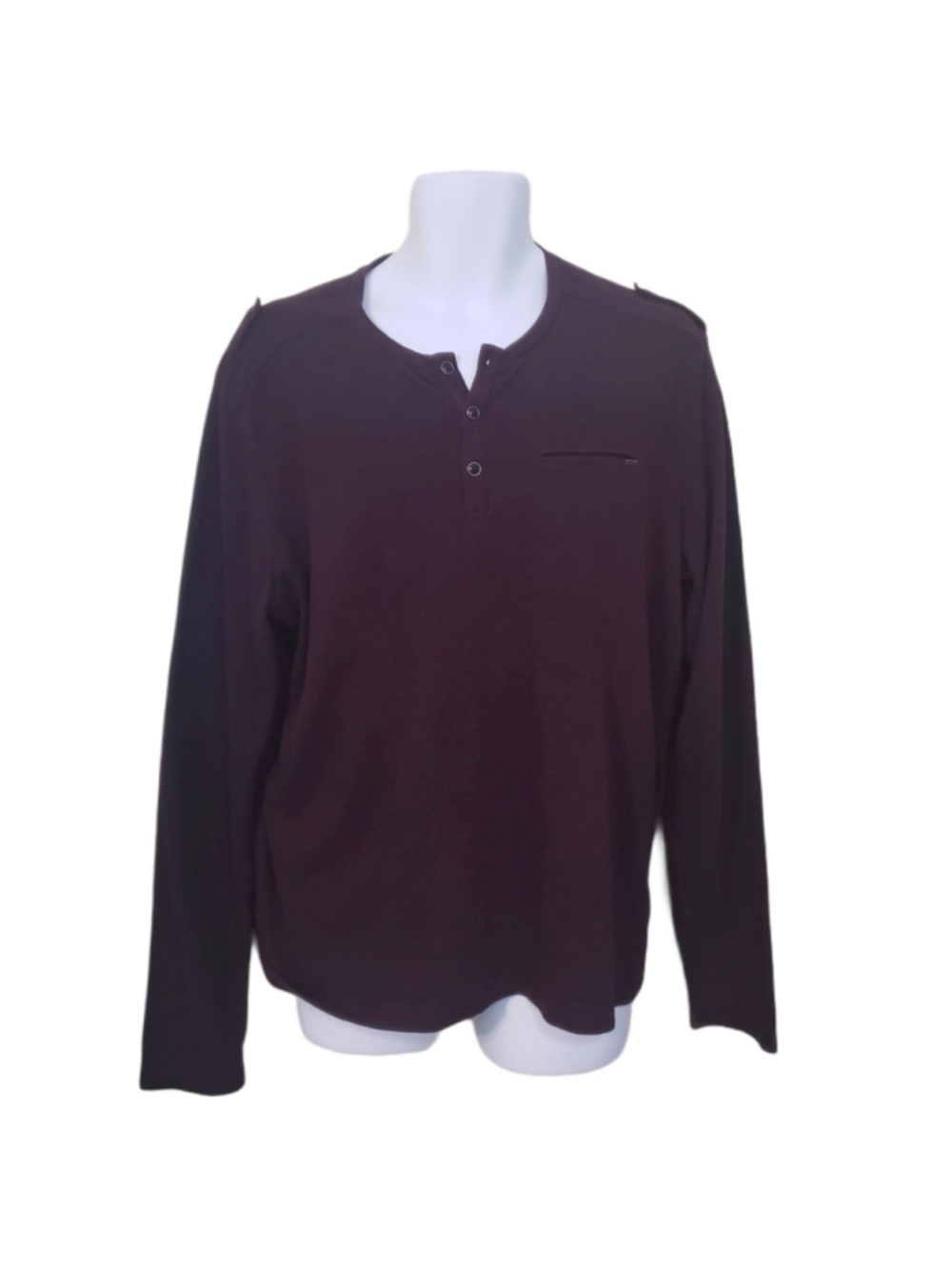 GUESS Henley Purple Long Sleeve Shirt Men's Size XL
